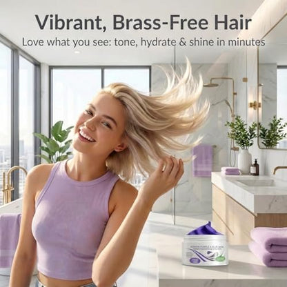 VITAMINS Hair Cosmetics Keratin Purple Hair Mask - Deep Conditioner with Blonde Toner to Neutralize Brassiness for Silver, Gray, White, and Blonde Hair (8.5 Fl Oz) Avelisse
