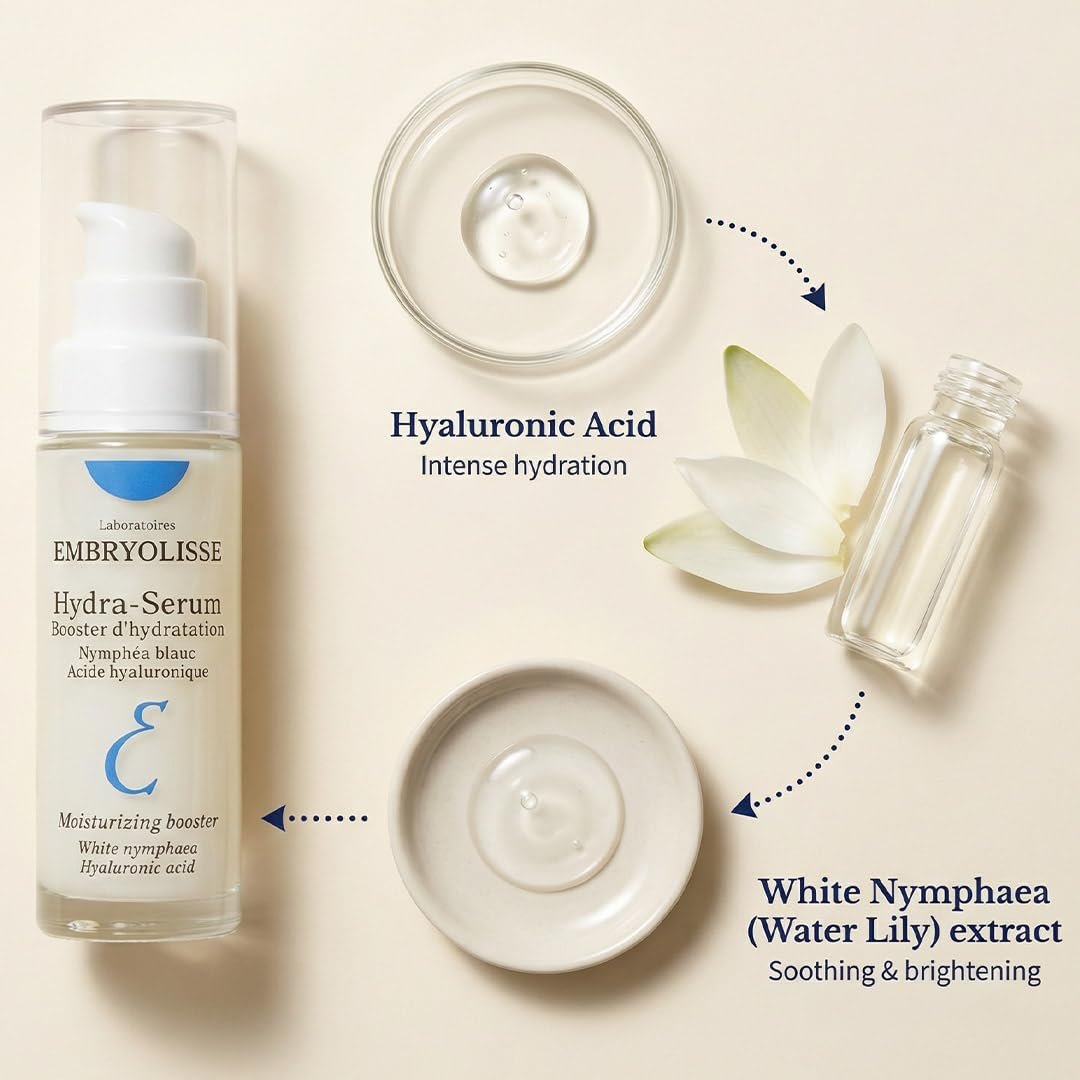 Embryolisse Hydra-Serum Ultra-Hydrating Hyaluronic Acid Facial Serum for Oily to Combination Skin, 1.01 Fl Oz Avelisse