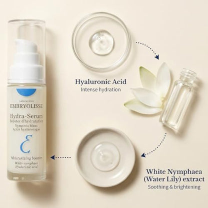 Embryolisse Hydra-Serum Ultra-Hydrating Hyaluronic Acid Facial Serum for Oily to Combination Skin, 1.01 Fl Oz Avelisse