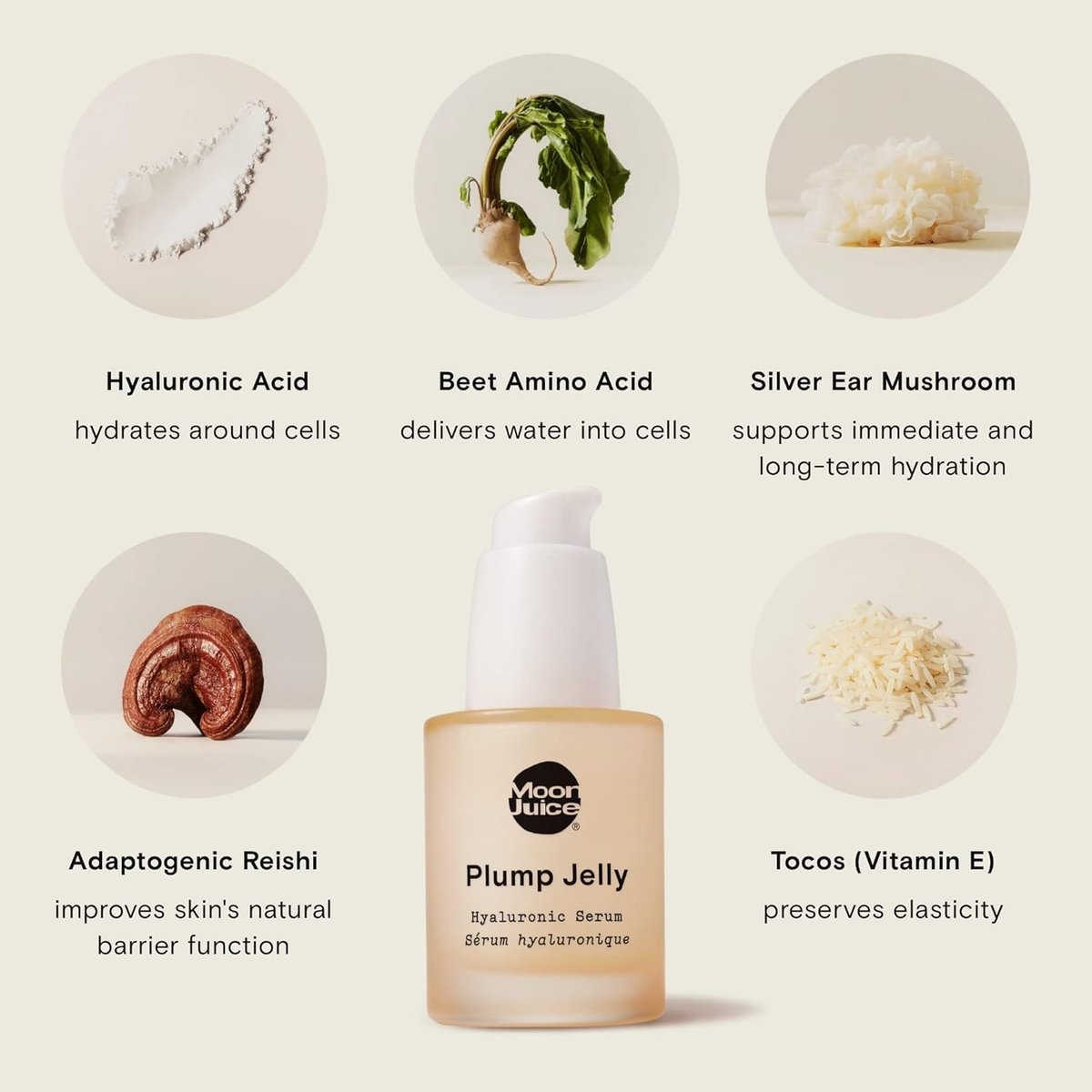 Moon Juice Plump Jelly Hyaluronic Acid Serum for Face - Hydrating Serum with Peptides & Mushrooms, Anti Aging Skincare for Dehydrated Skin, Barrier Support & Elasticity, Vegan & Cruelty-Free, 1 Fl oz Avelisse