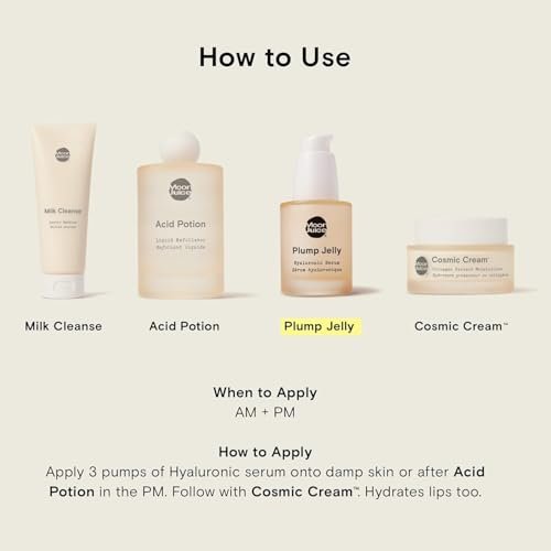 Moon Juice Plump Jelly Hyaluronic Acid Serum for Face - Hydrating Serum with Peptides & Mushrooms, Anti Aging Skincare for Dehydrated Skin, Barrier Support & Elasticity, Vegan & Cruelty-Free, 1 Fl oz Avelisse