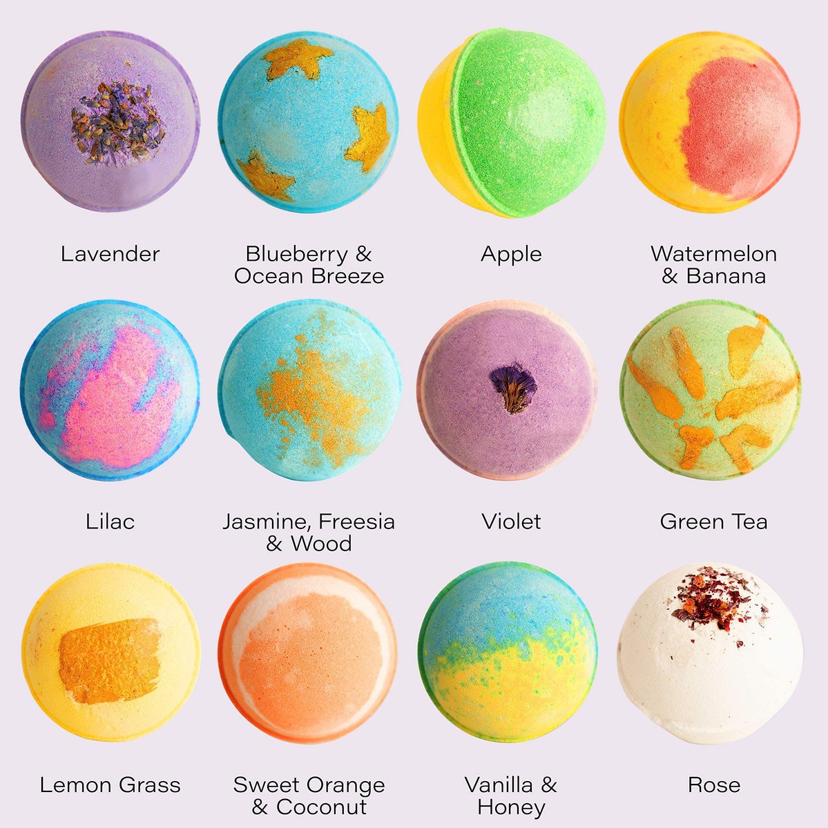 Ahila Power of Healing 12 XXL Bubbly Organic Bath Bombs Gift Set - Long Lasting Floaters, Relaxing Aromatherapy with Pure Essential Oils, Shea Butter & Coconut Butter - Designed in Canada Avelisse