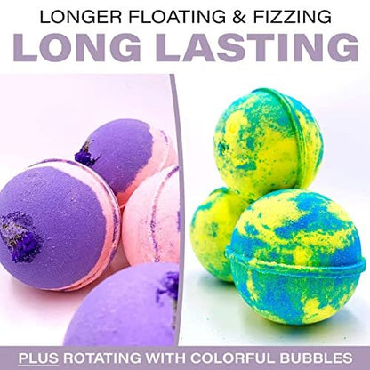Ahila Power of Healing 12 XXL Bubbly Organic Bath Bombs Gift Set - Long Lasting Floaters, Relaxing Aromatherapy with Pure Essential Oils, Shea Butter & Coconut Butter - Designed in Canada Avelisse