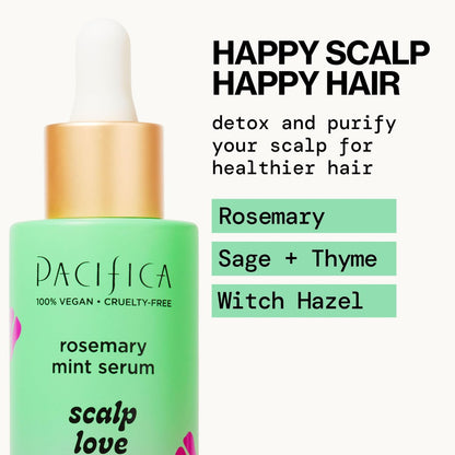 Pacifica Scalp Love Rosemary Mint Serum – Hydrating Treatment for Dry, Flaky, and Itchy Scalp – Vegan & Cruelty-Free – 2 Fl Oz