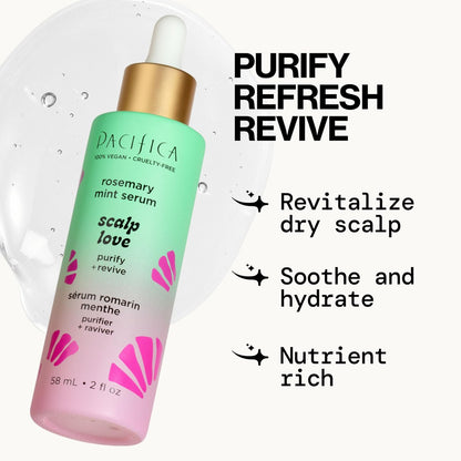 Pacifica Scalp Love Rosemary Mint Serum – Hydrating Treatment for Dry, Flaky, and Itchy Scalp – Vegan & Cruelty-Free – 2 Fl Oz