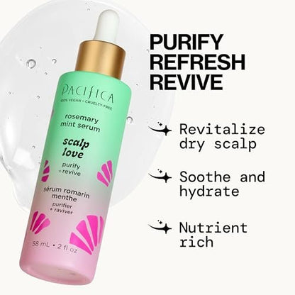 Pacifica Scalp Love Rosemary Mint Serum – Hydrating Treatment for Dry, Flaky, and Itchy Scalp – Vegan & Cruelty-Free – 2 Fl Oz