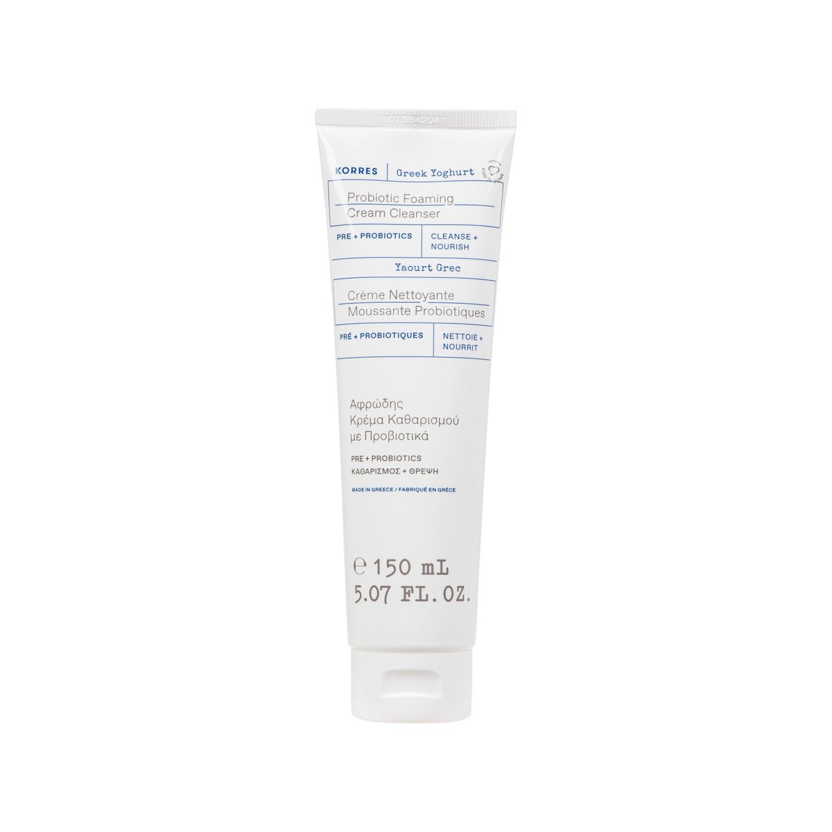 KORRES Greek Yoghurt Foaming Cream Cleanser - Hydrating Face Wash for All Skin Types, Makeup Remover, 5.07 fl oz - görsel 1