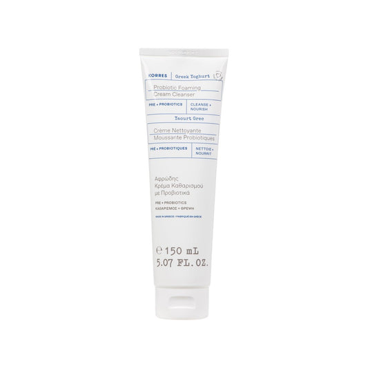 KORRES Greek Yoghurt Foaming Cream Cleanser - Hydrating Face Wash for All Skin Types, Makeup Remover, 5.07 fl oz