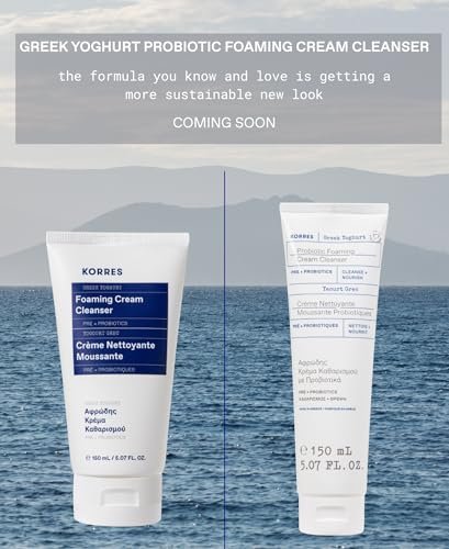 KORRES Greek Yoghurt Foaming Cream Cleanser - Hydrating Face Wash for All Skin Types, Makeup Remover, 5.07 fl oz - görsel 4