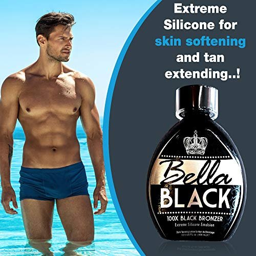 Bella Black 100X Bronzer Tanning Lotion – Premium Indoor Tanning Bed Lotion with Extreme Silicone Emulsion & Banana Fruit Extract, 13.5 oz Avelisse