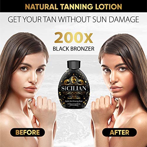 The Sicilian 200X Dark Black Bronzer Tanning Lotion - Gradual Bronzing & Sunless Self Tanner for Glowing Skin, 13.5 oz Avelisse