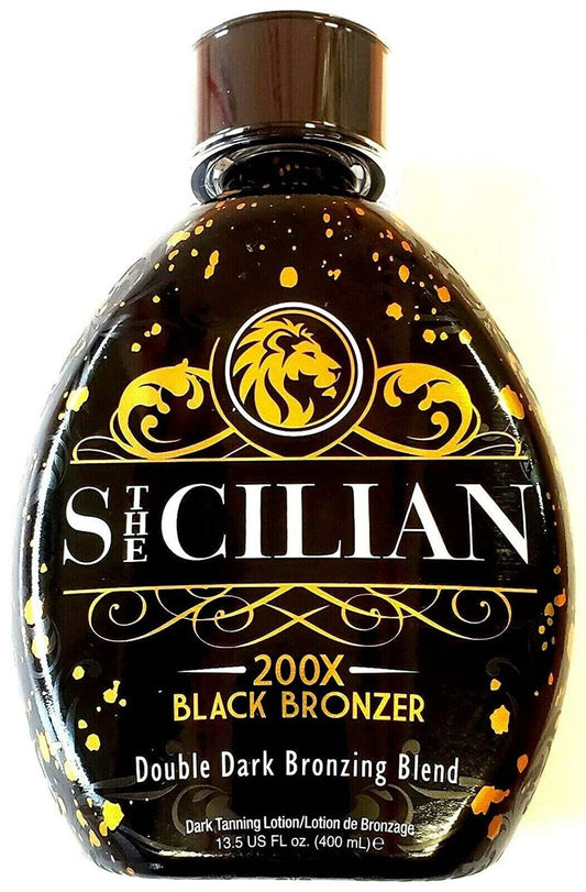 The Sicilian 200X Dark Black Bronzer Tanning Lotion - Gradual Bronzing & Sunless Self Tanner for Glowing Skin, 13.5 oz Avelisse