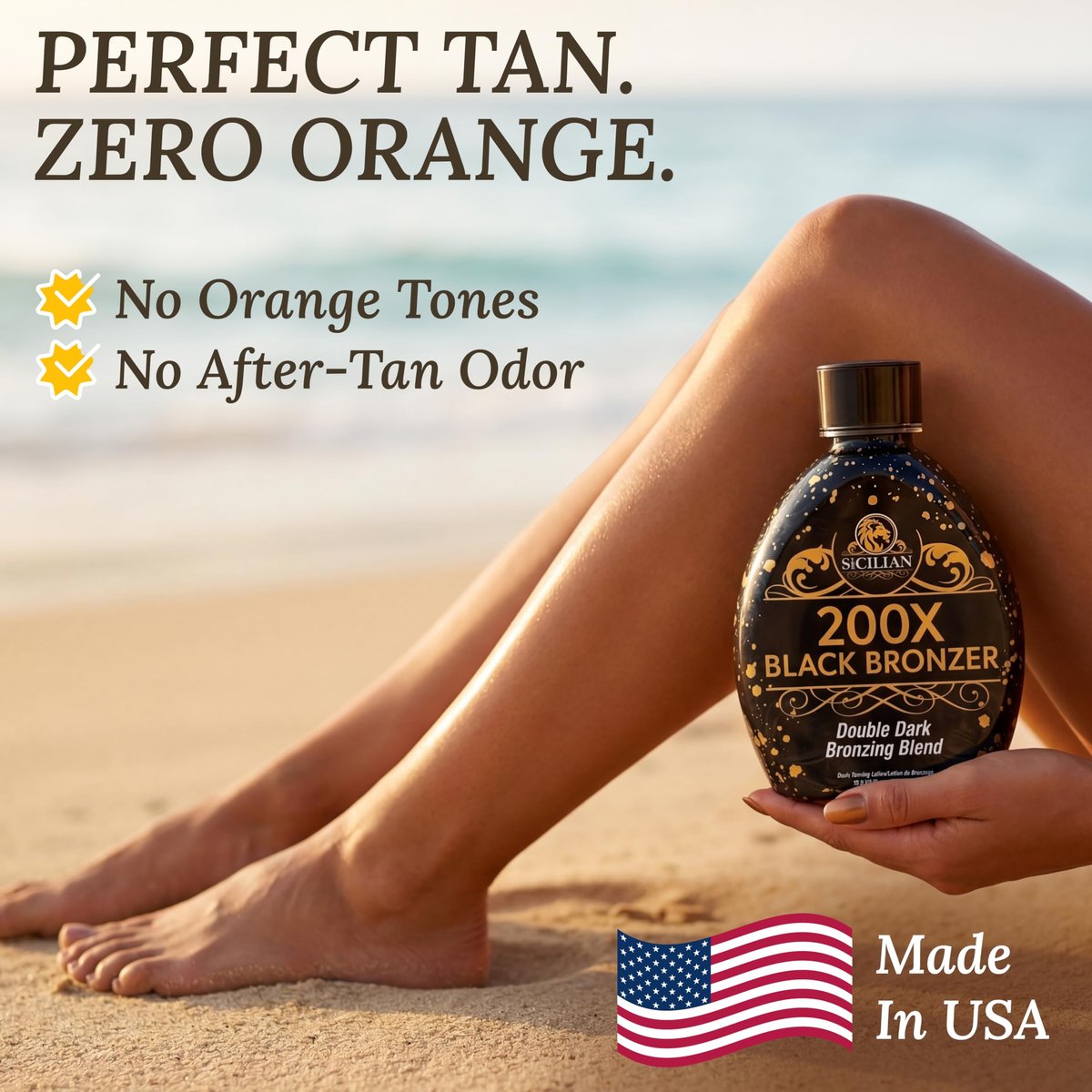 The Sicilian 200X Dark Black Bronzer Tanning Lotion - Gradual Bronzing & Sunless Self Tanner for Glowing Skin, 13.5 oz Avelisse