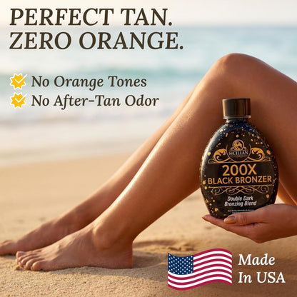 The Sicilian 200X Dark Black Bronzer Tanning Lotion - Gradual Bronzing & Sunless Self Tanner for Glowing Skin, 13.5 oz Avelisse