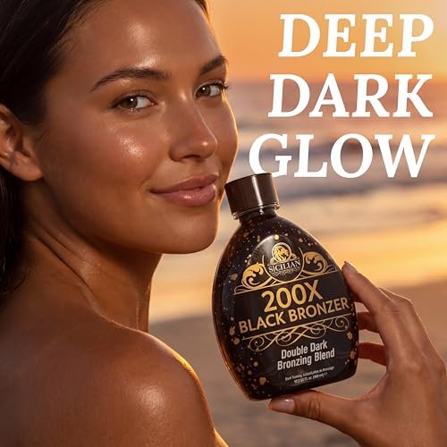 The Sicilian 200X Dark Black Bronzer Tanning Lotion - Gradual Bronzing & Sunless Self Tanner for Glowing Skin, 13.5 oz Avelisse