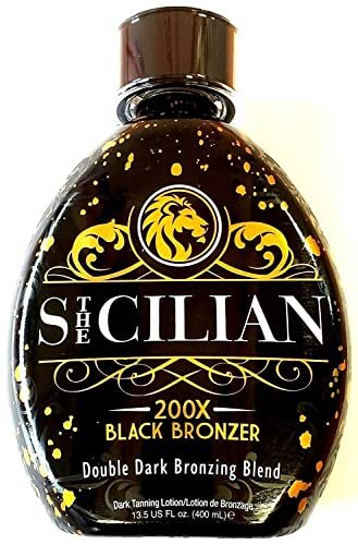 The Sicilian 200X Dark Black Bronzer Tanning Lotion - Gradual Bronzing & Sunless Self Tanner for Glowing Skin, 13.5 oz Avelisse