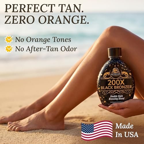 The Sicilian 200X Dark Black Bronzer Tanning Lotion - Gradual Bronzing & Sunless Self Tanner for Glowing Skin, 13.5 oz Avelisse