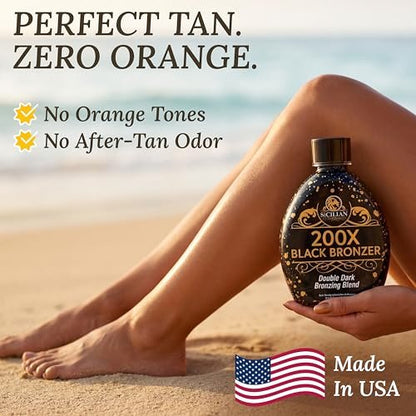 The Sicilian 200X Dark Black Bronzer Tanning Lotion - Gradual Bronzing & Sunless Self Tanner for Glowing Skin, 13.5 oz Avelisse