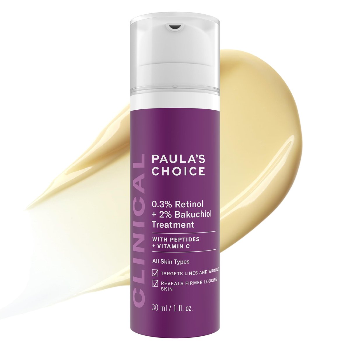 Paula's Choice CLINICAL 0.3% Retinol + 2% Bakuchiol Face Serum Treatment - Anti-Aging Serum for Deep Wrinkles & Fine Lines, Fragrance-Free, 1 oz Avelisse