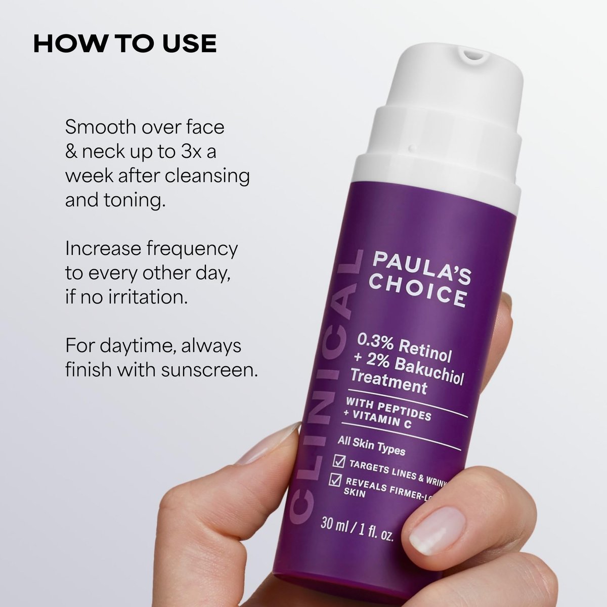 Paula's Choice CLINICAL 0.3% Retinol + 2% Bakuchiol Face Serum Treatment - Anti-Aging Serum for Deep Wrinkles & Fine Lines, Fragrance-Free, 1 oz Avelisse