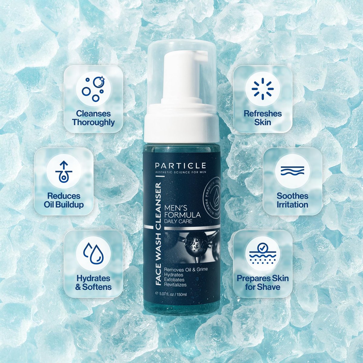 Particle Mens Face Wash - Anti-Aging Face Cleanser for Men - Daily Moisturizing Face Wash, 5.07 oz Avelisse