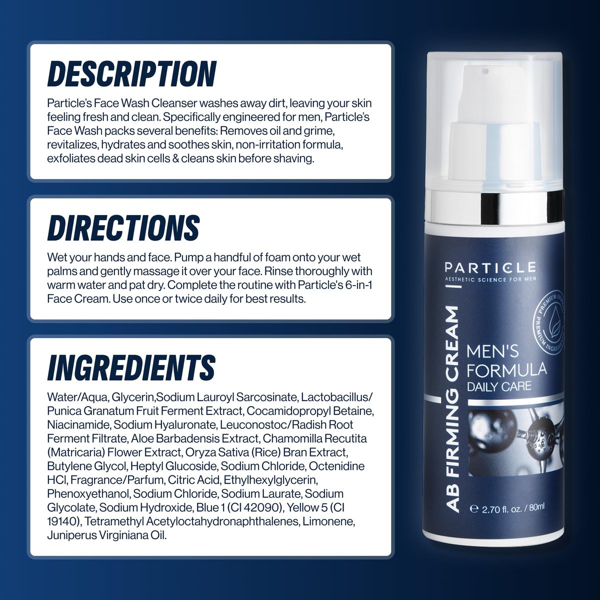 Particle Mens Face Wash - Anti-Aging Face Cleanser for Men - Daily Moisturizing Face Wash, 5.07 oz Avelisse