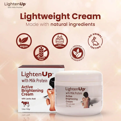 Lighten-Up Lactic Acid Cream – Skin Brightening Cream for Body, Knees, Underarms, Armpit, Intimate Parts & Face – 3.4 oz (100 ml) Avelisse