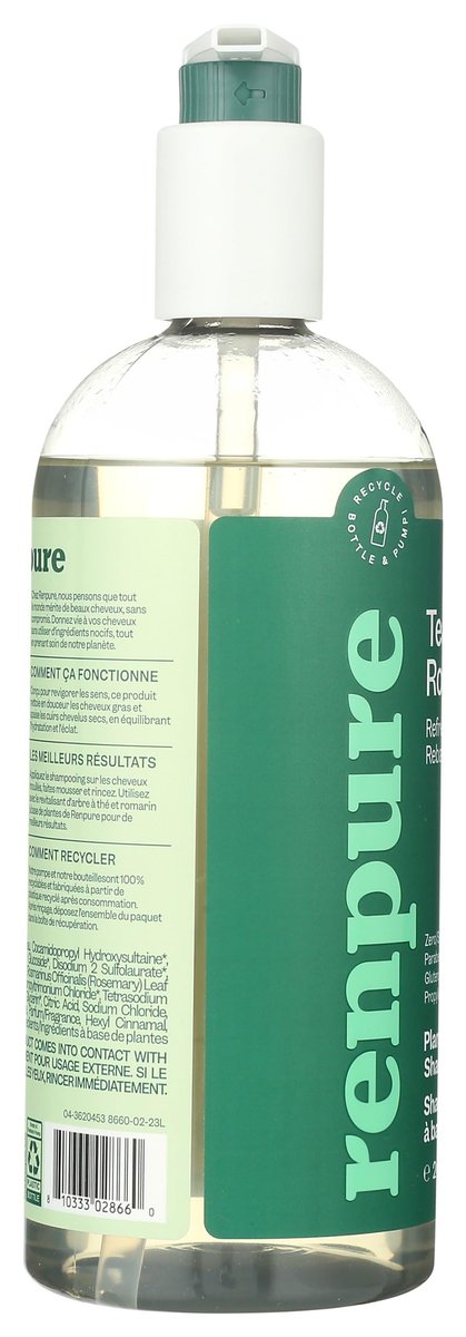 Renpure Plant Based Tea Tree and Rosemary Refresh and Rebalance Shampoo - Soothes Dry Scalp, Delivers Moisture and Shine, Dye Free, Recyclable Pump Bottle - 24 fl oz - görsel 7