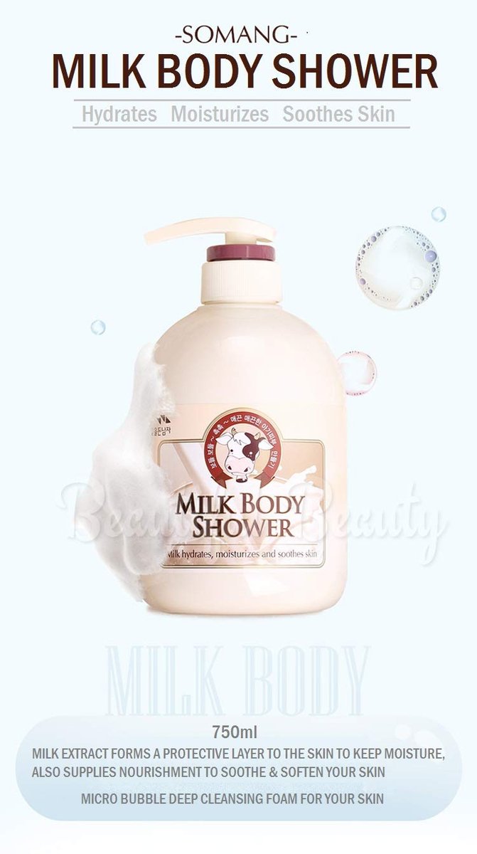COSMOCOS Somang Milk Body Wash - Hydrating & Nourishing Shower Gel, 750 ml / 25.36 fl oz Avelisse