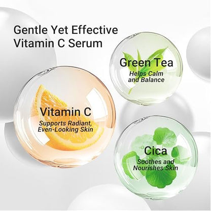 Meebak Korean Vitamin C Serum | Radiance Face Serum with Centella Asiatica, Panthenol & Adenosine for Glowing Skin | Lightweight Daily Formula Avelisse