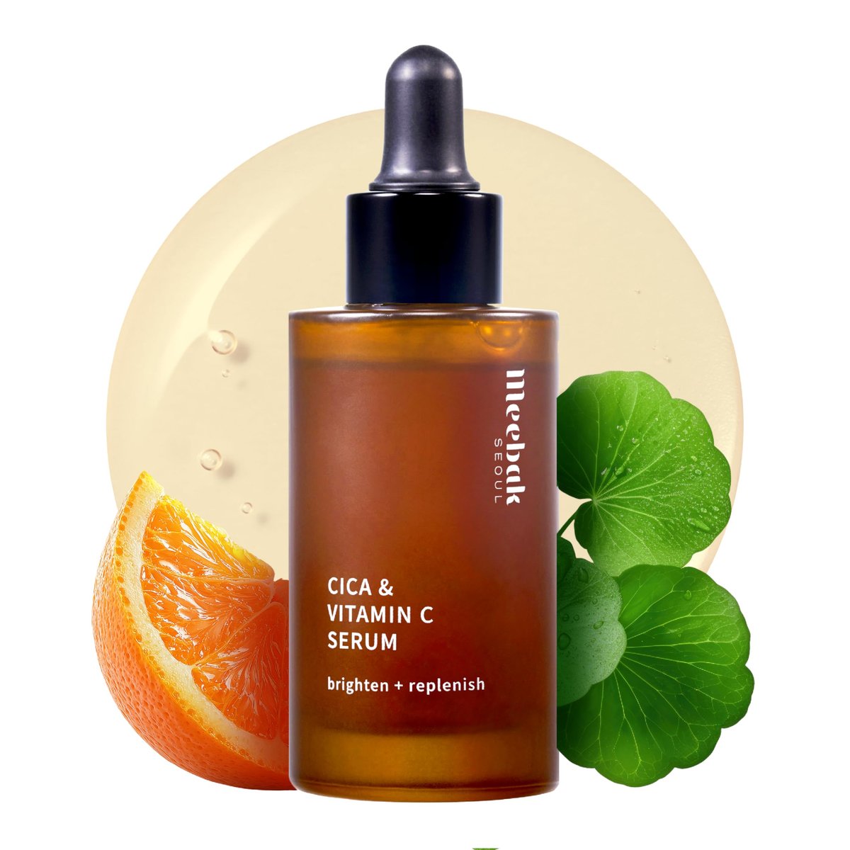 Meebak Korean Vitamin C Serum | Radiance Face Serum with Centella Asiatica, Panthenol & Adenosine for Glowing Skin | Lightweight Daily Formula Avelisse