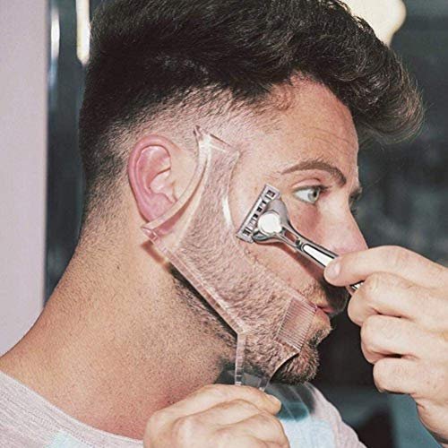 Men's Beard Shaping Tool with Inbuilt Comb – Transparent Template for Goatee, Mustache, Sideburns, Jaw/Neck Line, Symmetric/Curve/Step Cut (Clear) - görsel 2