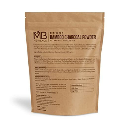 MB Herbals Activated Charcoal Powder 8 oz (227g) – Food Grade Bamboo Charcoal for Skin, Hair & Teeth Avelisse