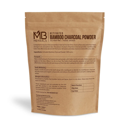 MB Herbals Activated Charcoal Powder 8 oz (227g) – Food Grade Bamboo Charcoal for Skin, Hair & Teeth Avelisse