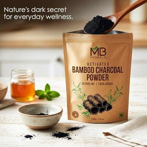 MB Herbals Activated Charcoal Powder 8 oz (227g) – Food Grade Bamboo Charcoal for Skin, Hair & Teeth Avelisse
