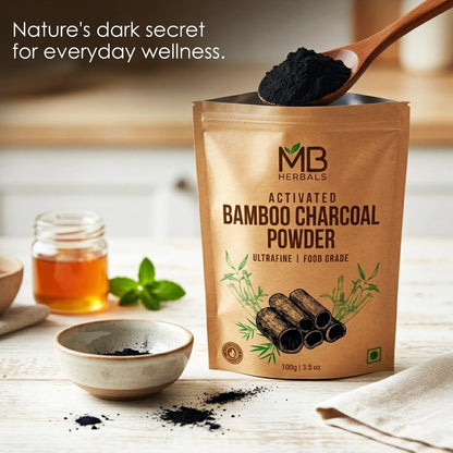 MB Herbals Activated Charcoal Powder 8 oz (227g) – Food Grade Bamboo Charcoal for Skin, Hair & Teeth Avelisse