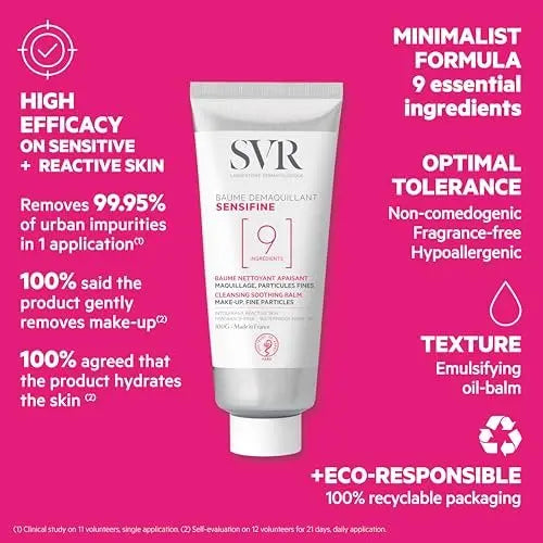 SVR Sensifine Cleansing Balm for Sensitive Skin - Gentle Makeup Remover & Face Wash - Hypoallergenic, Non-Greasy Hydration - 3.5 fl oz Avelisse