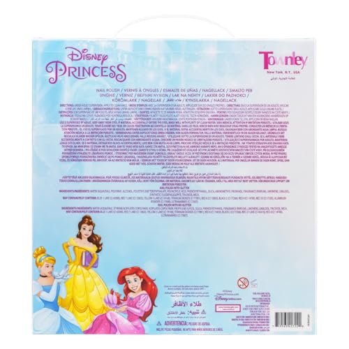 Townley Girl Disney Princess 18-Piece Water-Based Nail Polish Set - Quick Dry, Peels-Off, Safe for Ages 3+ Avelisse