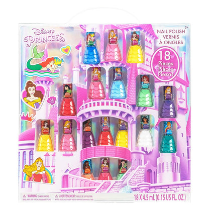 Townley Girl Disney Princess 18-Piece Water-Based Nail Polish Set - Quick Dry, Peels-Off, Safe for Ages 3+ Avelisse