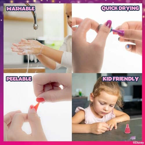 Townley Girl Disney Princess 18-Piece Water-Based Nail Polish Set - Quick Dry, Peels-Off, Safe for Ages 3+ Avelisse