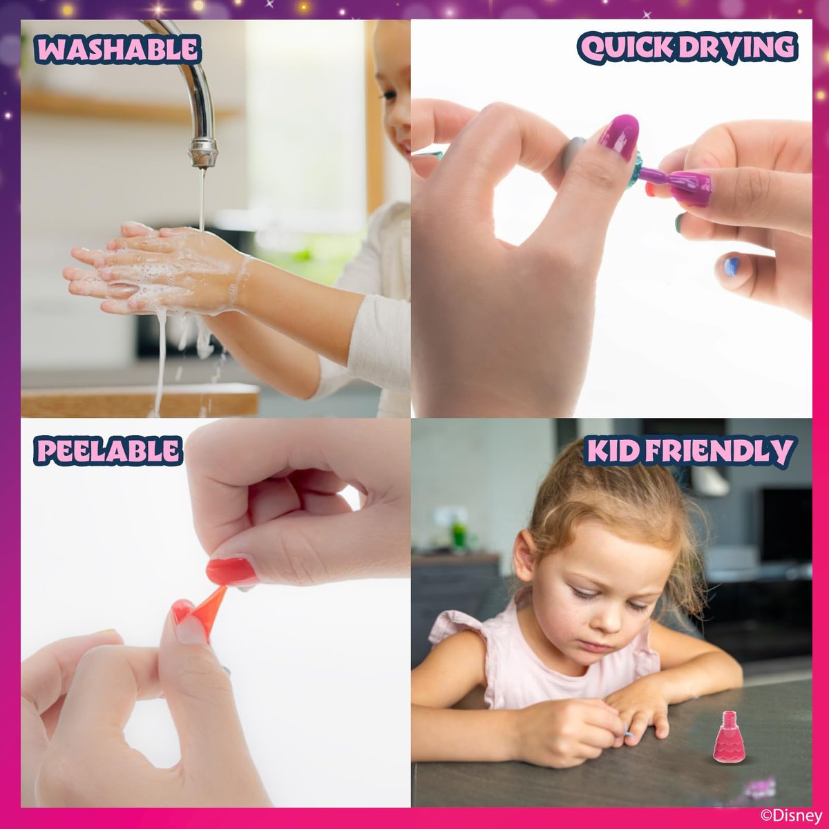 Townley Girl Disney Princess 18-Piece Water-Based Nail Polish Set - Quick Dry, Peels-Off, Safe for Ages 3+ Avelisse