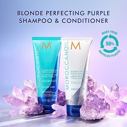 Moroccanoil Blonde Perfecting Purple Shampoo - 6.7 Fl Oz | Tones & Brightens Blonde Hair Avelisse