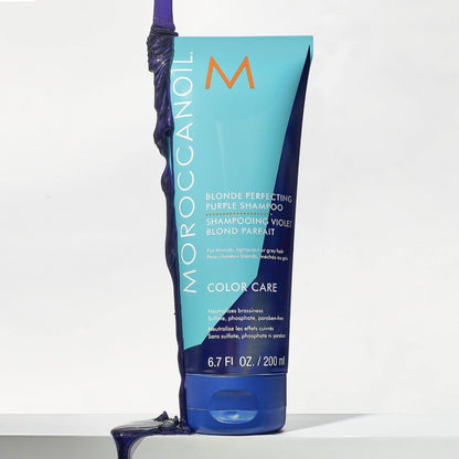 Moroccanoil Blonde Perfecting Purple Shampoo - 6.7 Fl Oz | Tones & Brightens Blonde Hair Avelisse