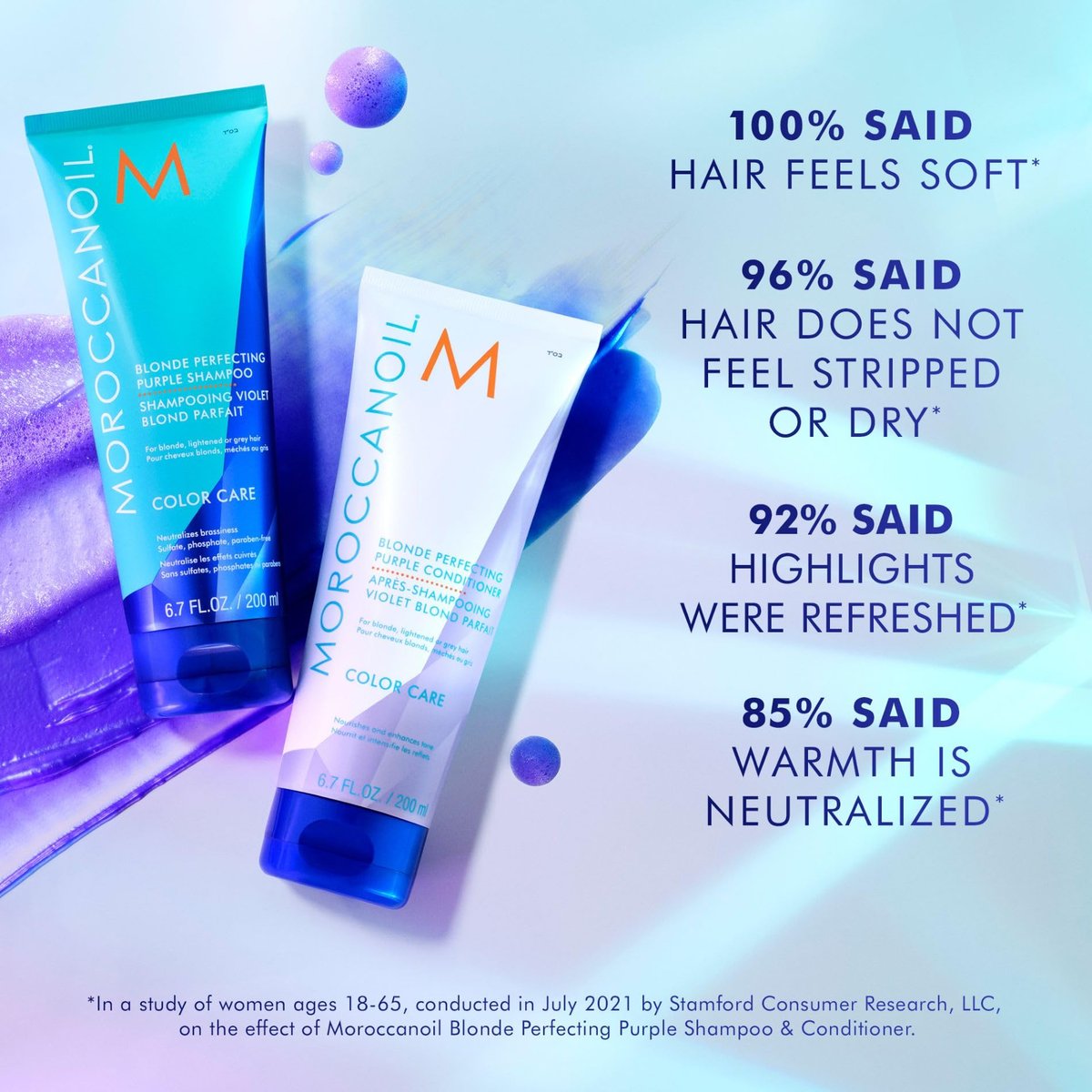 Moroccanoil Blonde Perfecting Purple Shampoo - 6.7 Fl Oz | Tones & Brightens Blonde Hair Avelisse