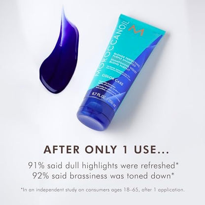 Moroccanoil Blonde Perfecting Purple Shampoo - 6.7 Fl Oz | Tones & Brightens Blonde Hair Avelisse