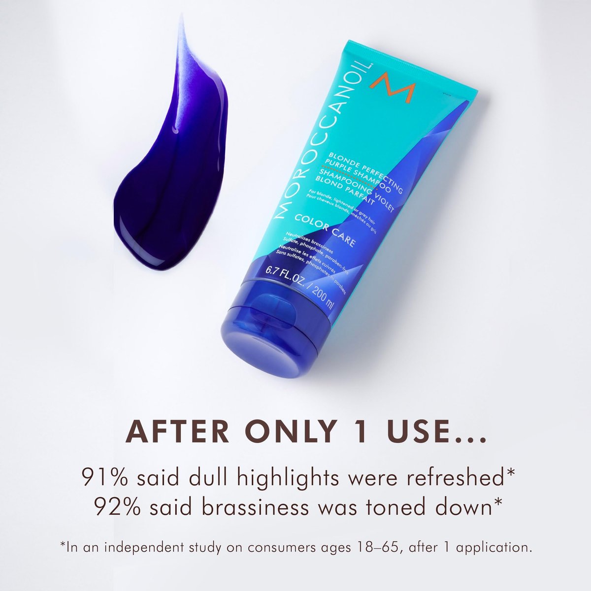 Moroccanoil Blonde Perfecting Purple Shampoo - 6.7 Fl Oz | Tones & Brightens Blonde Hair Avelisse