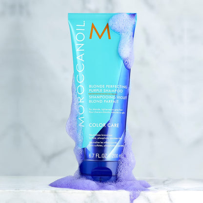 Moroccanoil Blonde Perfecting Purple Shampoo - 6.7 Fl Oz | Tones & Brightens Blonde Hair Avelisse