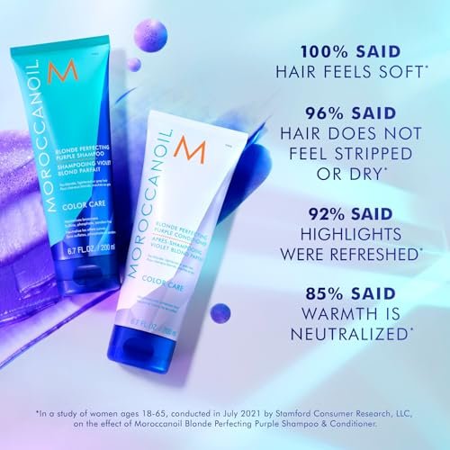 Moroccanoil Blonde Perfecting Purple Shampoo - 6.7 Fl Oz | Tones & Brightens Blonde Hair Avelisse