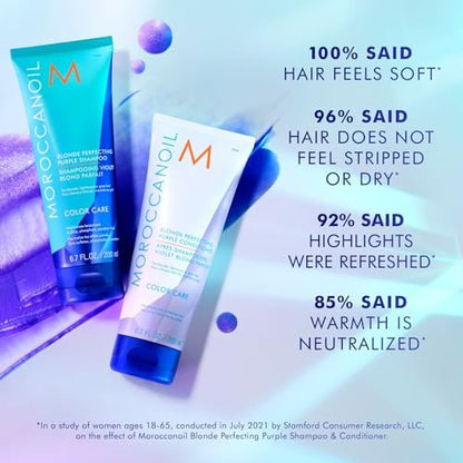 Moroccanoil Blonde Perfecting Purple Shampoo - 6.7 Fl Oz | Tones & Brightens Blonde Hair Avelisse