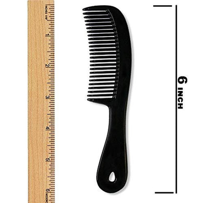 Granatan Men's Hair Comb with Handle - 6 Inch Plastic Flexible Pocket Combs for Men, Black Fine Tooth Styling Comb Set for Everyday Grooming, Travel, Beard & Mustache (6 Pack)
